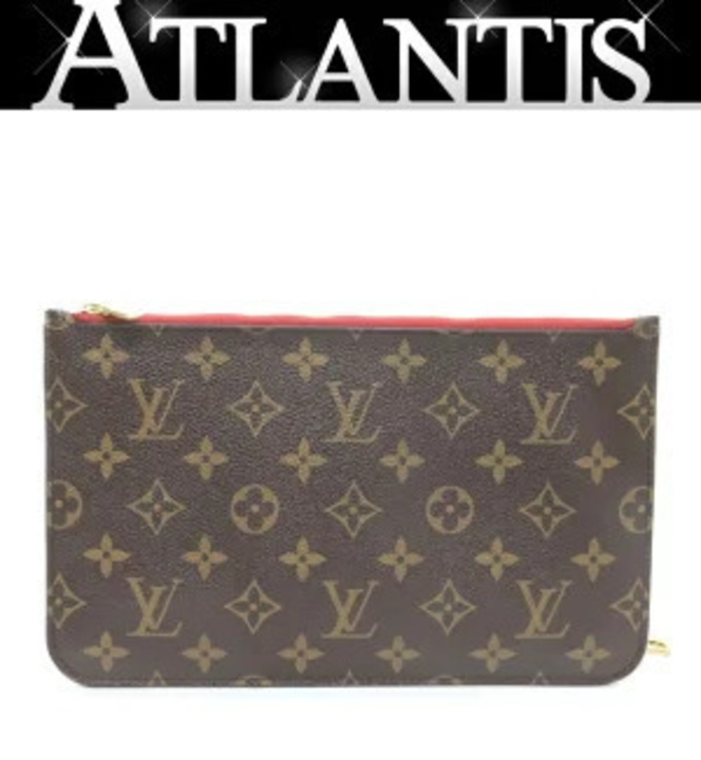 Louis Vuitton Neverfull Pouch Clutch Monogram brown strap